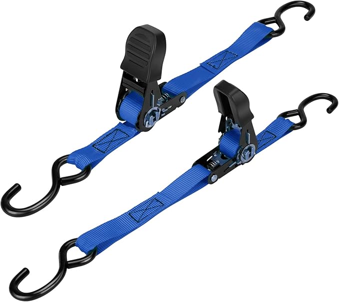 PAULINN Boat Trailer Tie-Downs Straps 1 Inch x 4 FT, 2400 LBS Heavy Duty Adjustable Transom Tie Down Straps Ratchet w/Quic...