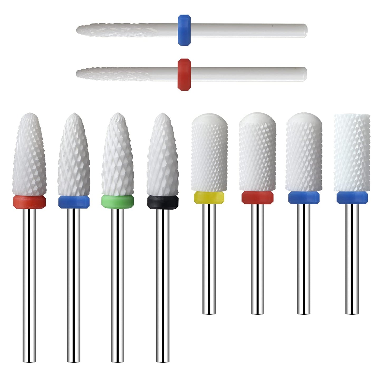 Ceramic Nail Drill Bits 10Pcs- 3/32 Drill Bits Set for Acrylic Gel Nails Professional Cuticle Remover Crystal Nail Extension Nai