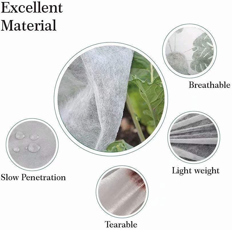 Agfabric Plant Covers Freeze Protection 72"x72"x12" 0.9oz Freeze Cloths for Plants Plant Frost Protection Covers Drawstring Bags Shrub Jacket Warm,White,4 Pack