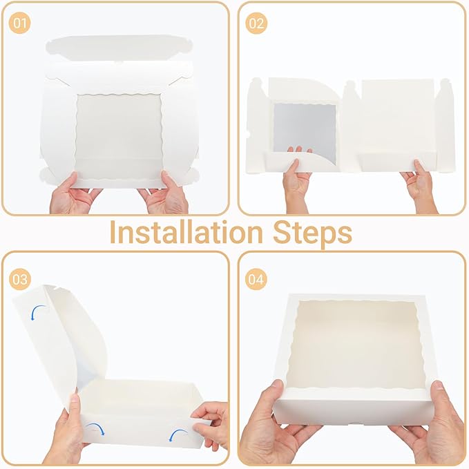 White Bakery Boxes (12pcs, 9x9x2.5 Inches) – For Valentine's & Christmas: Ideal for Cookies, Pie, Chocolate Covered Strawberries, Breakable Heart & Charcuterie