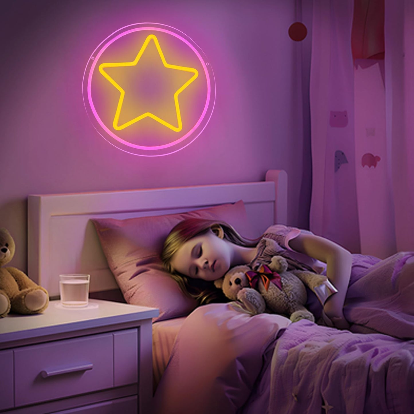 Fuendkf Star Neon Signs For Wall Decor  Steven Star Neon Lights With Dimmer Switch Star Led Neon Lights For Bithday Gifts  Man Cave And Best Gifts For Fans