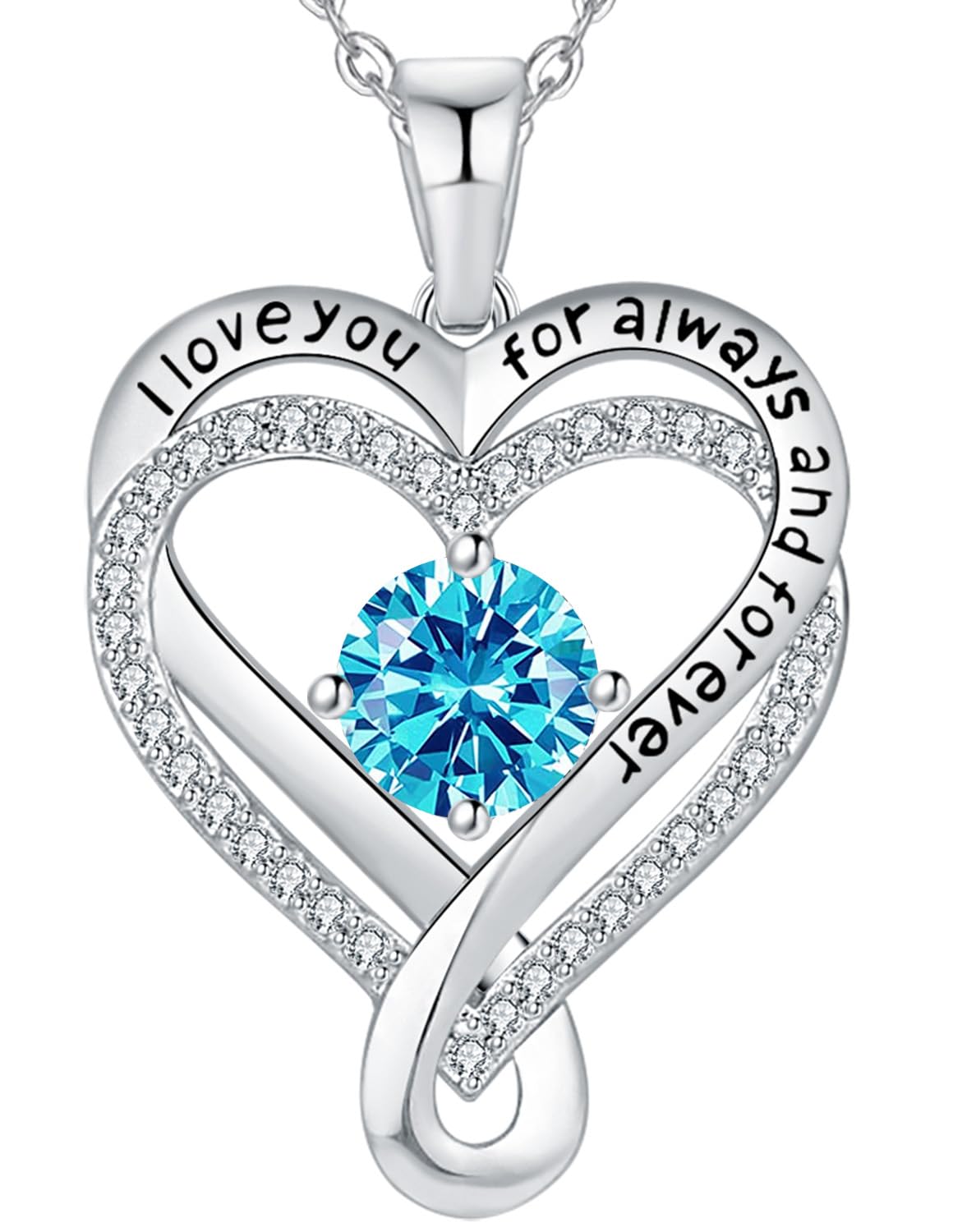 Necklaces for Women S925 Infinity Heart Turquoise Birthstone Jewelry for Women Wife Birthday Gift Ideas Anniversary Romantic Lov