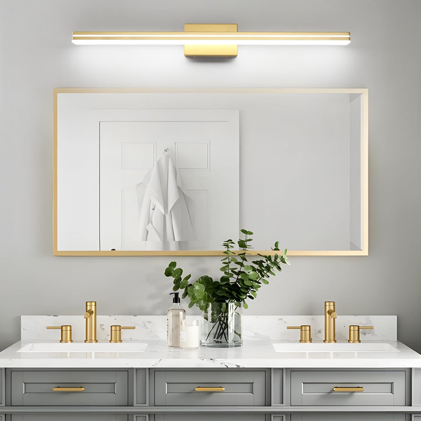 Sinerise 40-Inch Led Modern Bathroom Vanity Light Bar  Gold Modern Acrylic Bathroom Wall Lighting Fixtures Over Mirror (Cool White 6000K)