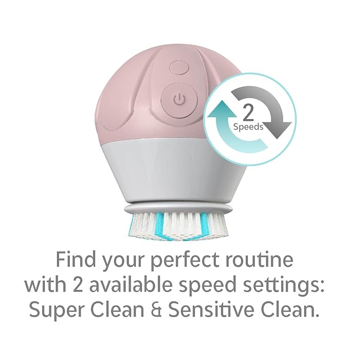 TAO Clean Ona Diamond Orbital Facial Brush and Cleansing Station, Electric Face Cleansing Brush with Ergonomic Handle, Dual Speed Settings, Mauve