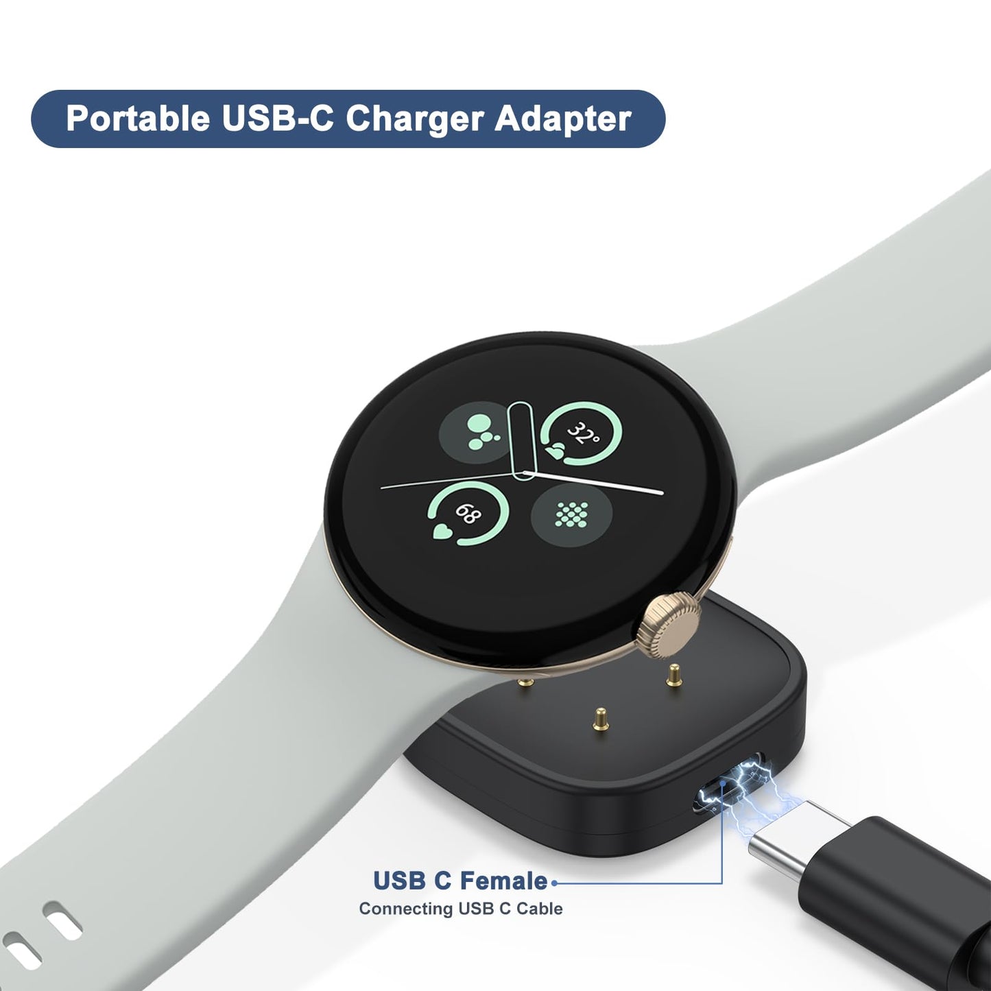 Wanme Charger Adapter For Google Pixel Watch 3/2, Portable Wireless Charging Cable Converter Dock Station Compatible With Google