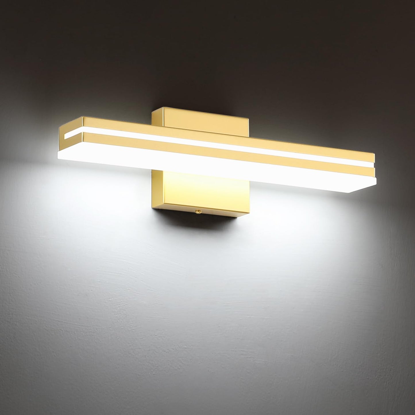 Sinerise 16-Inch Led Modern Bathroom Vanity Light Bar  Gold Modern Acrylic Bathroom Wall Lighting Fixtures Over Mirror (Cool White 6000K)