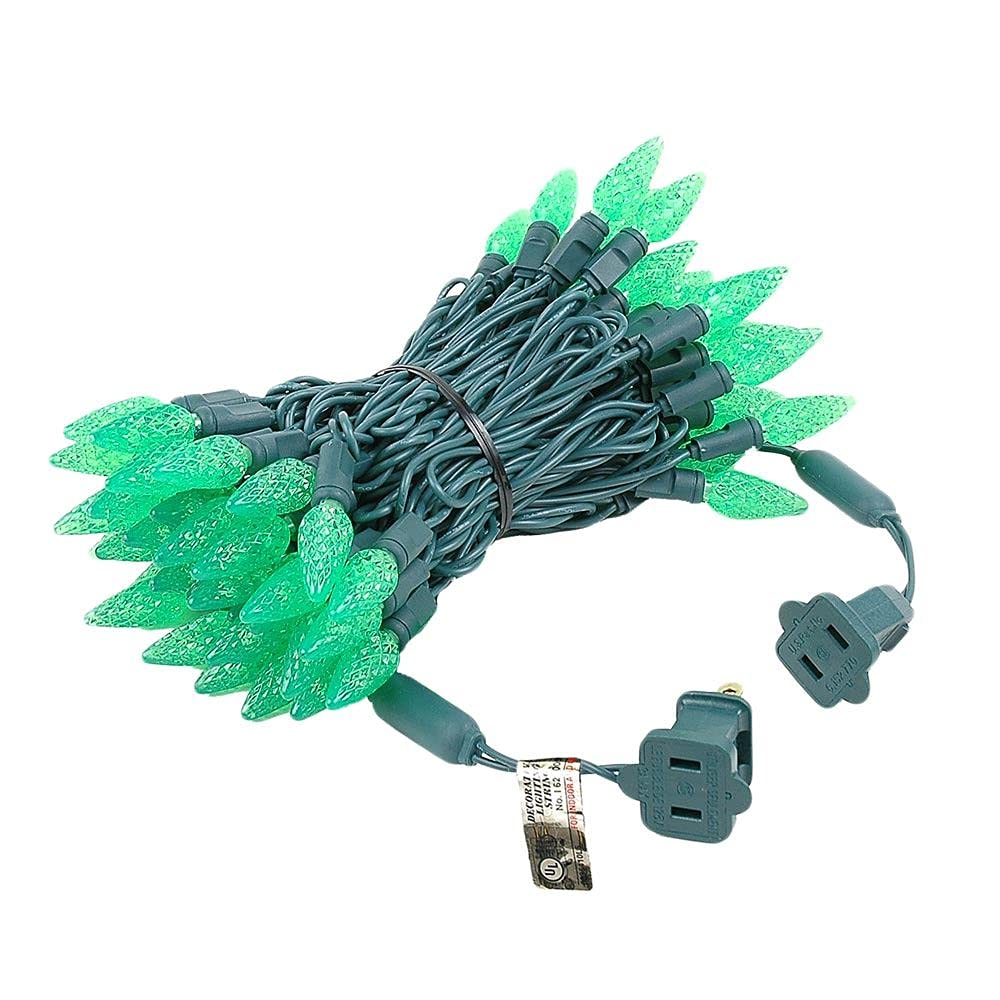Novelty Lights C6 Led Christmas Mini Light Set, 70 Lights, 24Ft, Green Wire, Commercial Grade Outdoor Lighting