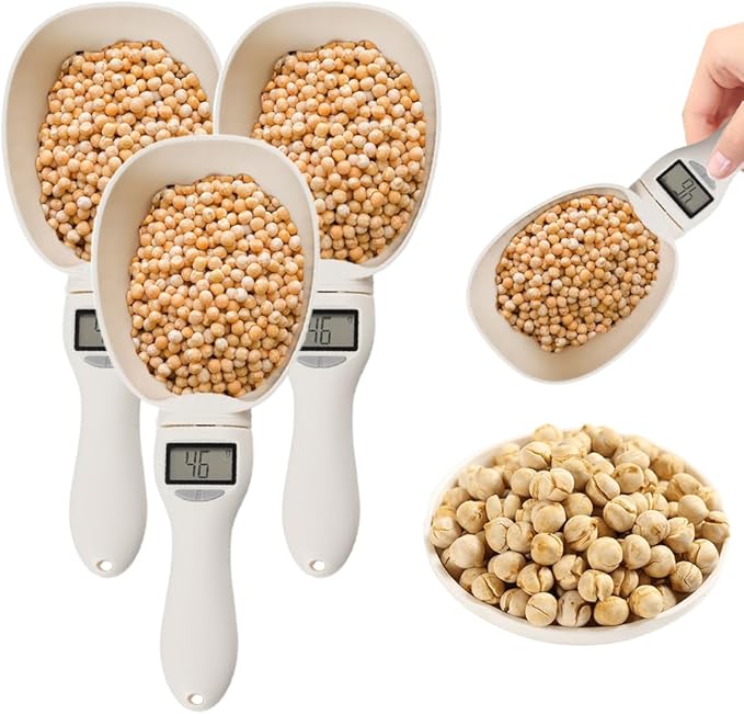 Digital Measuring Spoon, Food Digital Measuring Scoop Scale 800g / 0.1g High Precision with LCD Screen,Household Weighing Scoop for Kitchen and Dog Cat Food (Spoon/3pcs)