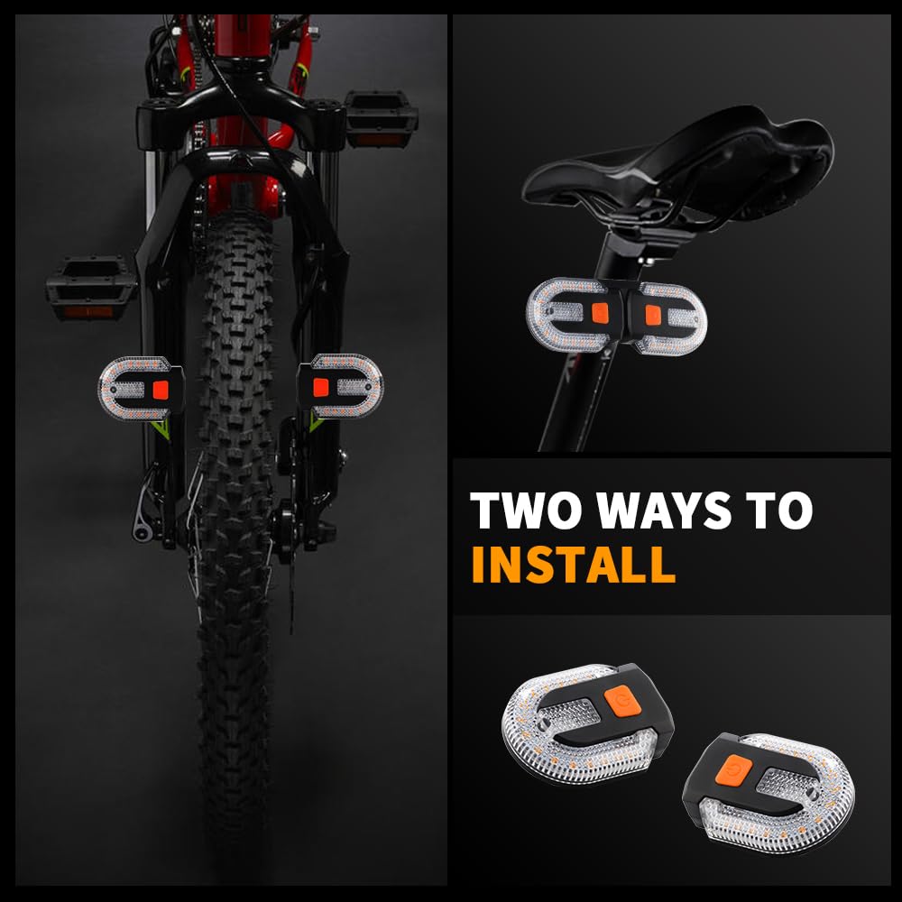 Teguangmei Bike Tail Light 4PCS with Wireless Remote Control, USB Rechargeable, Split Type, Yellow+Red, Cycling Safety Warning