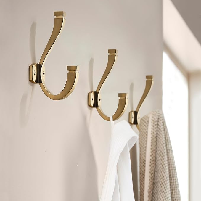 SAILING Coat Hooks -3 Pack Champagne Bronze Towel Hooks Robe Hooks Decorative Wall Hooks for Bathroom Bedroom Kitchen Towel Robe Clothes Cabinet Closet Bathroom Hardware
