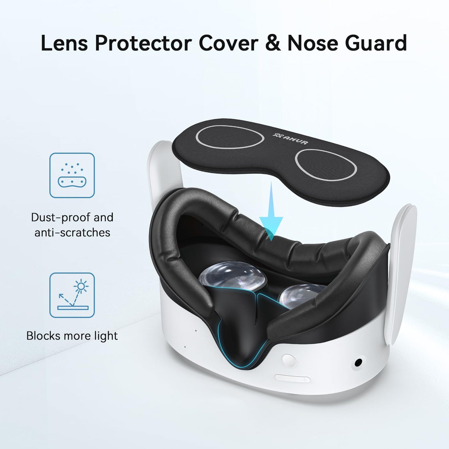 AMVR Facial Interface Face Pad Cover Compatible with Meta/Oculus Quest 3S Accessories, Comfort PU and Ice Silk Cotton Cushion,Not Fit Q3