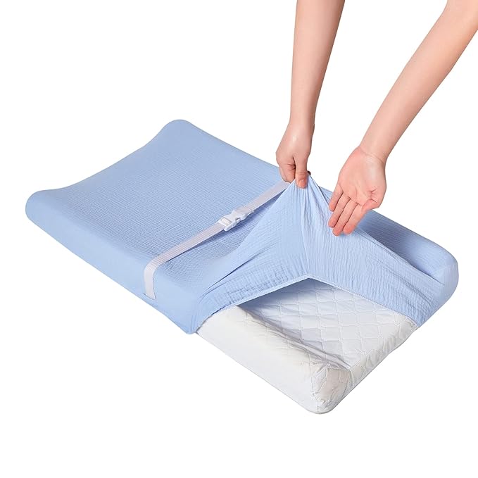 Muslin Changing Pad Cover,Ultra Soft Breathable Diaper Changing Table Cover for Baby Boys Girls,Neutral Fitted Changing Pad Sheets