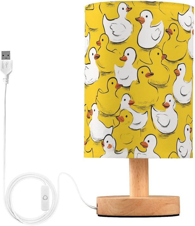 Yellow Duck Ducky Table Lamp for Bedroom Bedside Lamp Desk Lamps Cylinder Nightstand Lamp for Living Room Office Decor