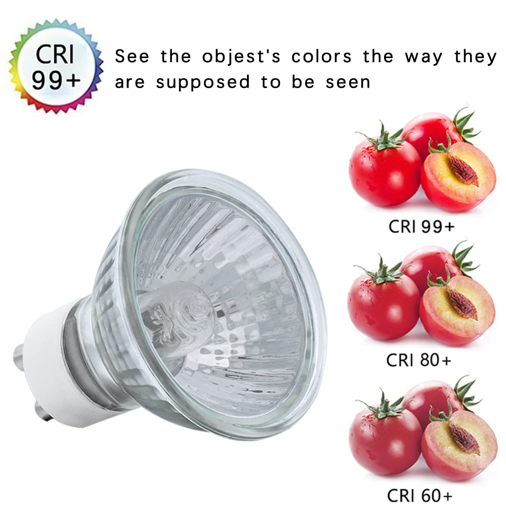 YBEK GU10 Halogen Bulbs 50W 120V MR16 for Scent Wax Burner, Dimmable Warm White, Pack of 4