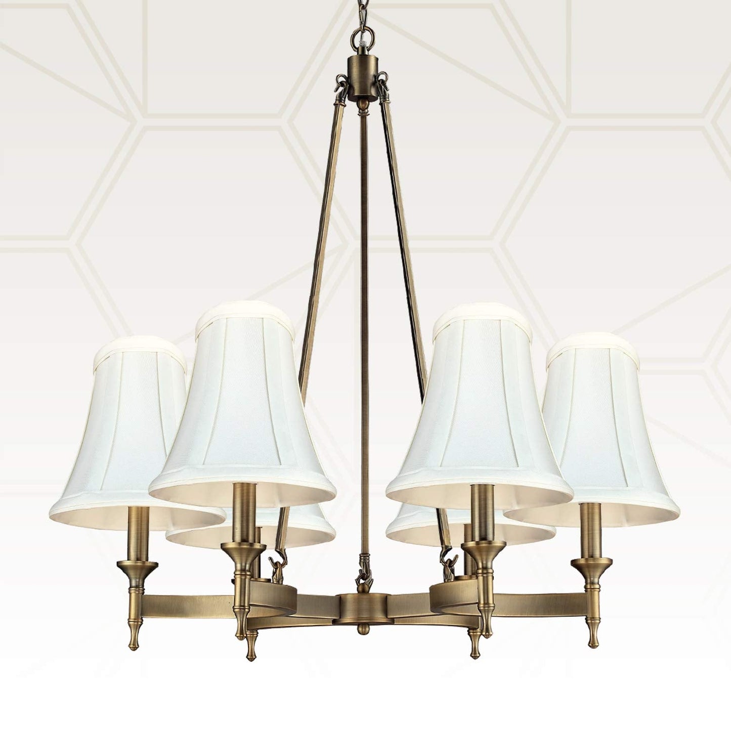 Royal Designs, Inc. True Bell Lamp Shade, Faux Silk, 3in x 6in x 6.25in, White, Model BSO-704FC-6WH-6,