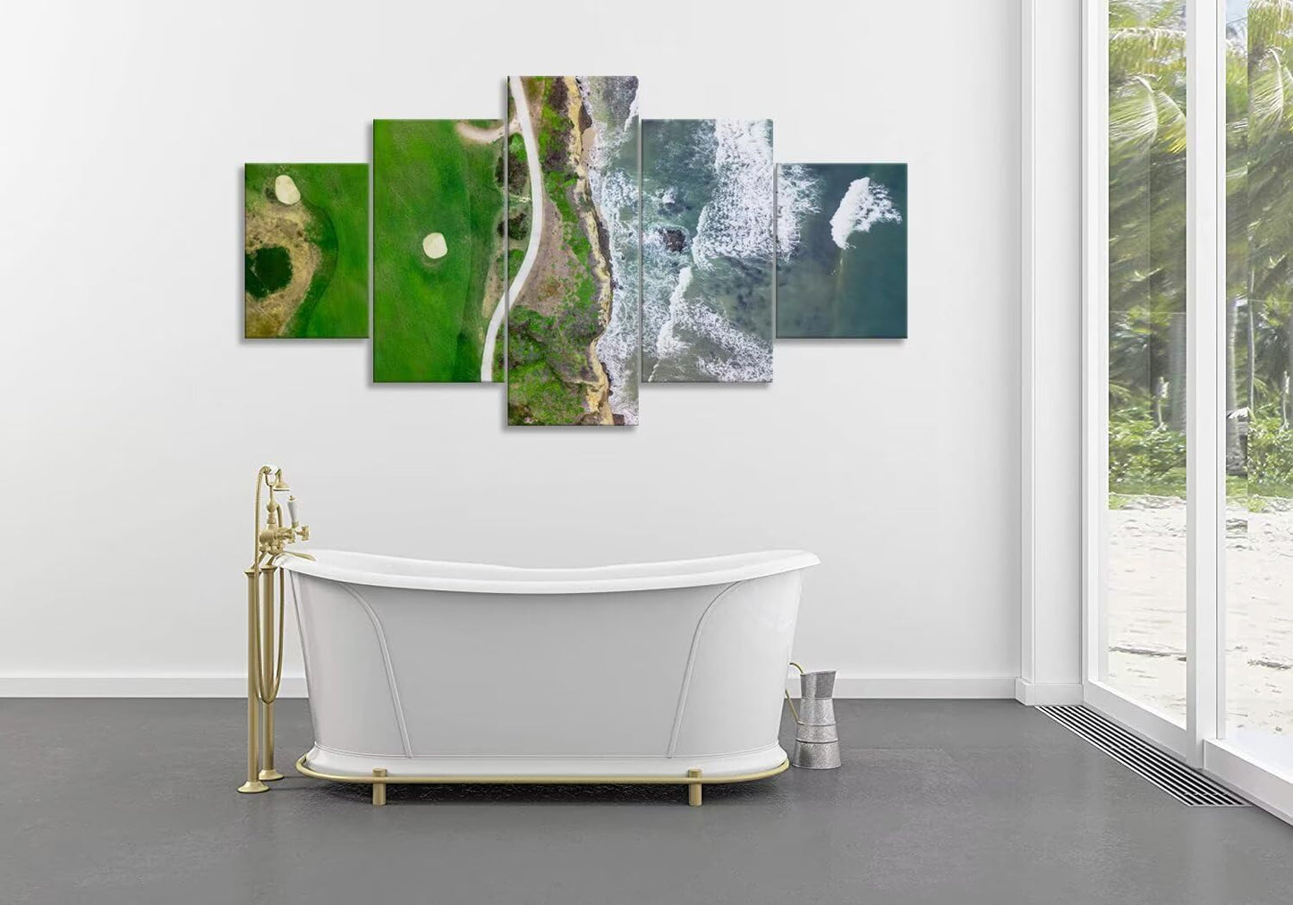 San Francisco California Golf Links Wall Art for Living Room Bedroom Bathroom Home Decorations Half Moon Bay Golf Links Pictures Posters Framed Artwork Canvas Prints Ready to Hang(60''W x 32''H)