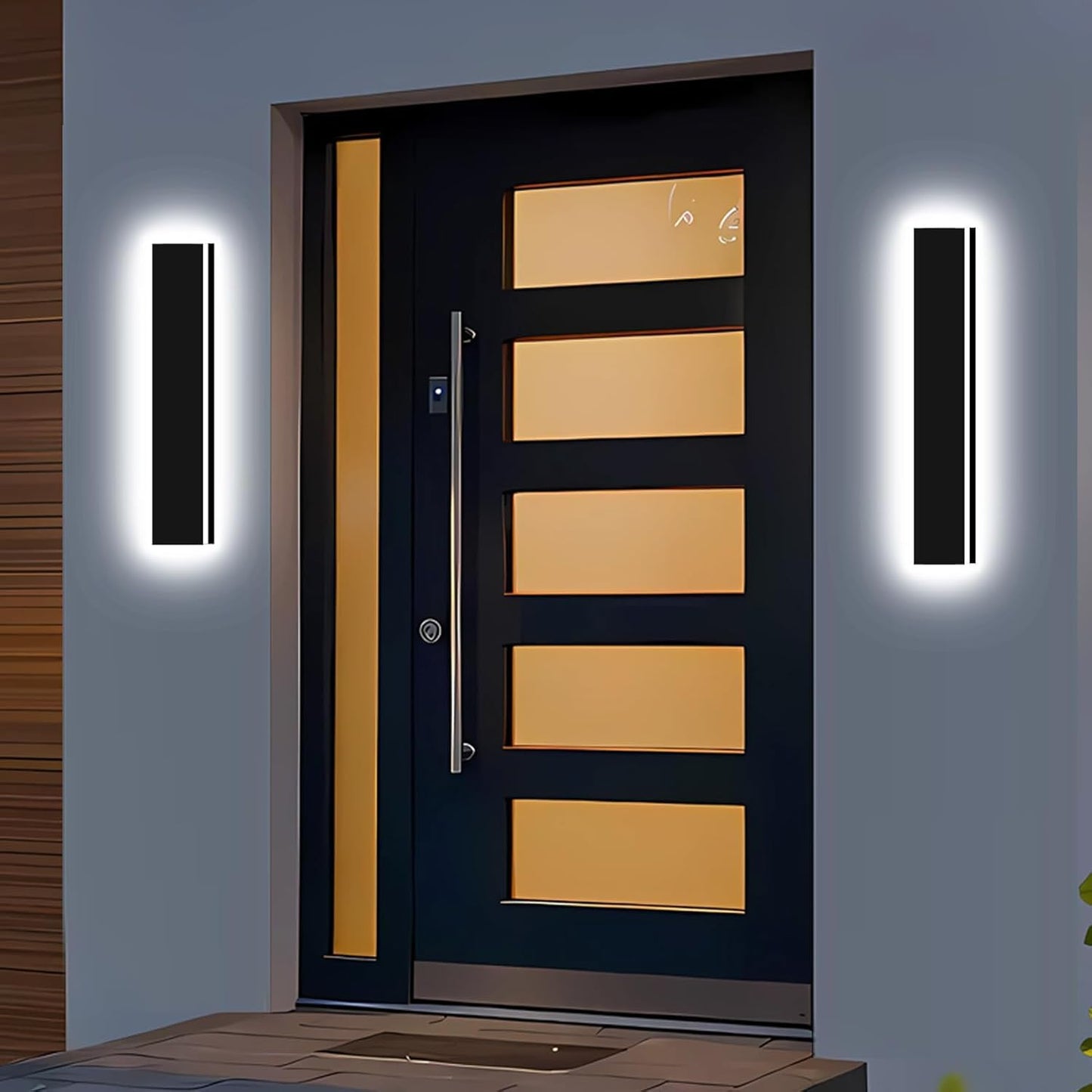 Picico 24In Modern Outdoor Lights 4.33 Inch Wide Ip65 Waterproof Long Exterior Light Fixtures Wall Mount Dimmable Linear Outdoor Led Wall Sconce Outside Lighting For Garage Front Door