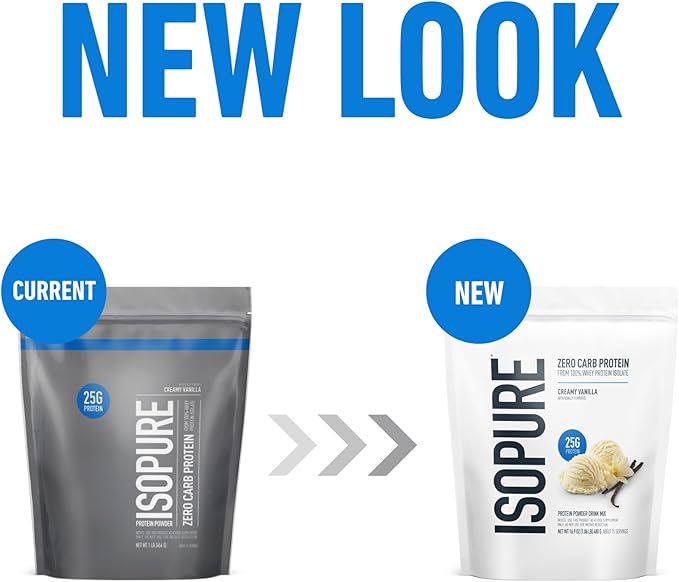 Isopure Zero Carb 100% Pure Whey Isolate Protein Powder, Lactose Free, Gluten Free, With Vitamins, Creamy Vanilla, 25g Protein Per Serving, 1 Lb, 15 Servings (Packaging May Vary)