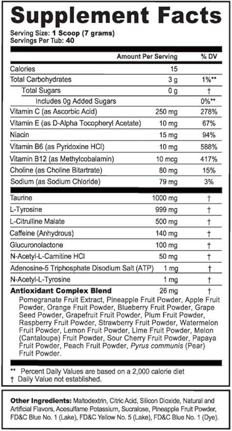 G Fuel Full Release Energy Drink Powder, Pre Workout Caffeine Mix for Gaming, Sugar Free Focus Amino, Vitamin + Antioxidants, 9.9oz (Kiwi Berry Watermelon, 40 Servings)