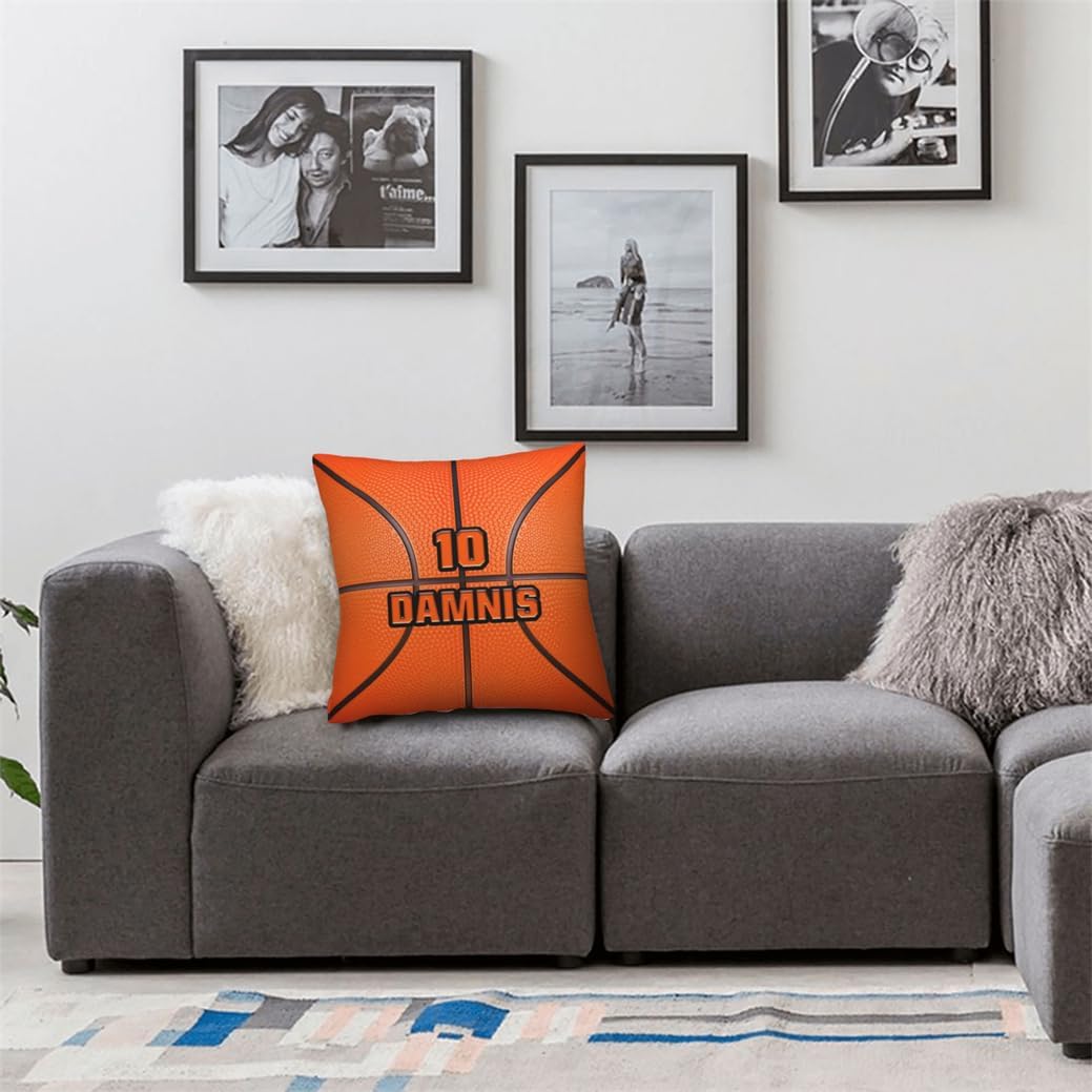 Personalized Basketball Pillowcase Custom Name Funny Sport Theme Throw Pillow Cover Home Sofa Bedding Decor for Basketball Lovers Sport Enthusiast Custom Funny Ball Theme Throw Pillowcase for Family