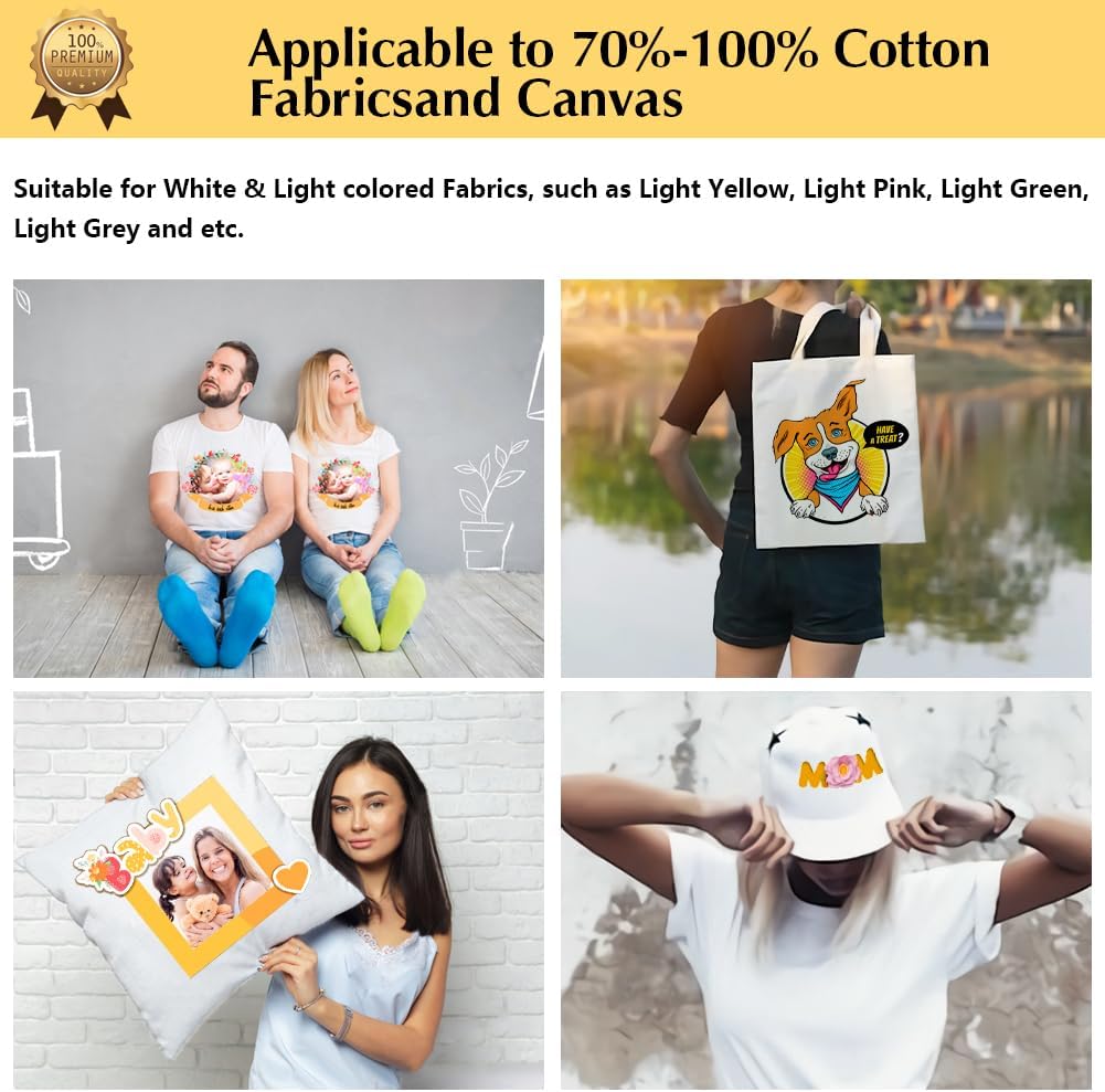 TransOurDream Upgraded Iron on Heat Transfer Paper for T Shirts (30 Sheets, 8.5x11") Iron on Transfers for Light Fabric Printable Heat Transfer Vinyl for Inkjet Printer (L2-30)