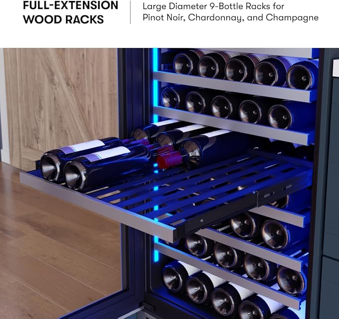 Zephyr Presrv 24 Inch Wine Fridge Full Size Single Zone - Tall Wine Cooler Cellars Large Cabinet Wine Refrigerator Home Bar Chiller Freestanding with Glass Door for 148 bottles 750ml