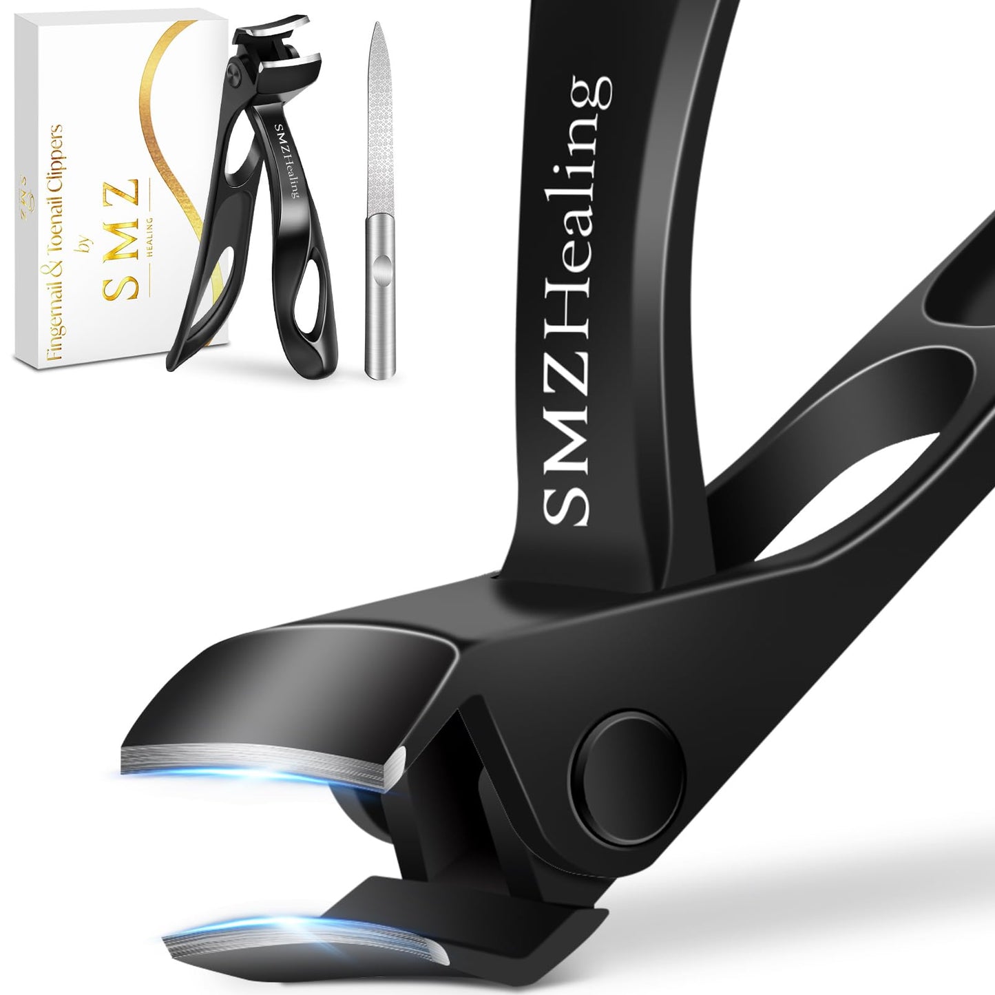 Angled Nail Clippers for Men Women, 2025 Upgrade 15 Curved Head Large Toe Nail Clippers for Seniors Thick Nails, Wide Jaw Openin