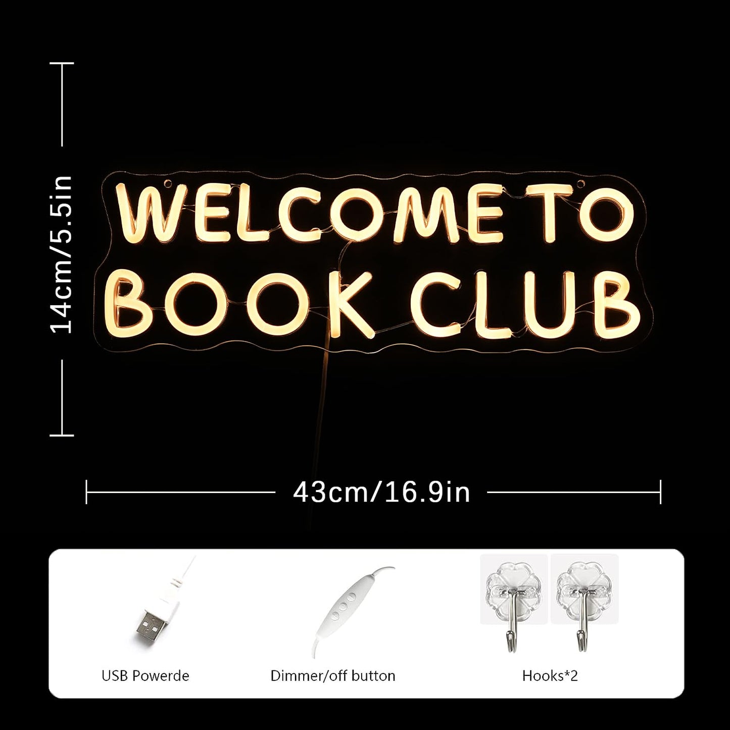 Lmsignly Welcome To Book Club Neon Sign For Wall Decor Led Letter Neon Light Book Club Neon Sign For Library Bedroom Classroom Bookstore Decor Room Led Sign Reading Lover Gift
