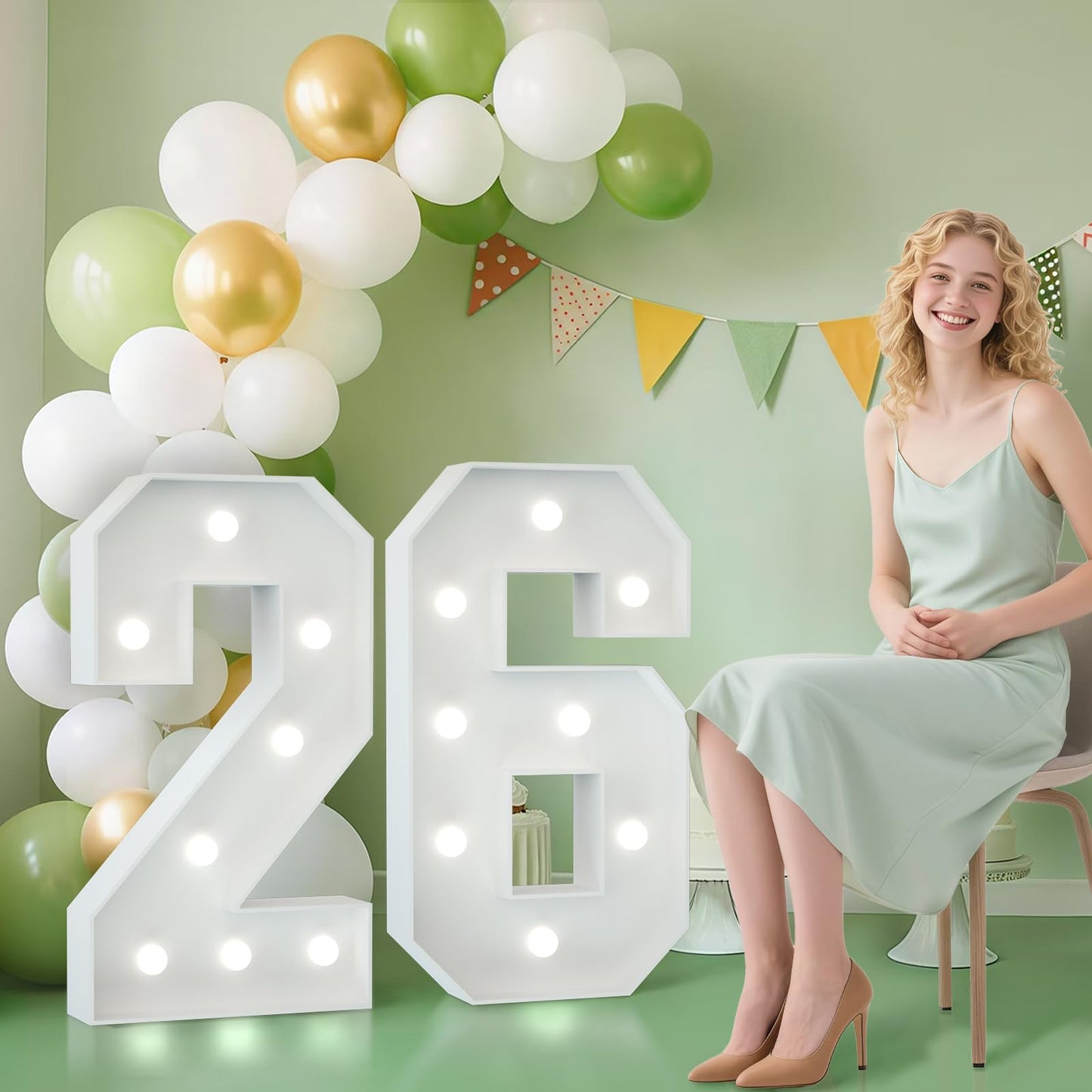 Joymuse 2.3Ft 26 Marquee Numbers  26 Light Up Numbers 26Th Birthday Decorations For Birthday Party Anniversary Backdrop