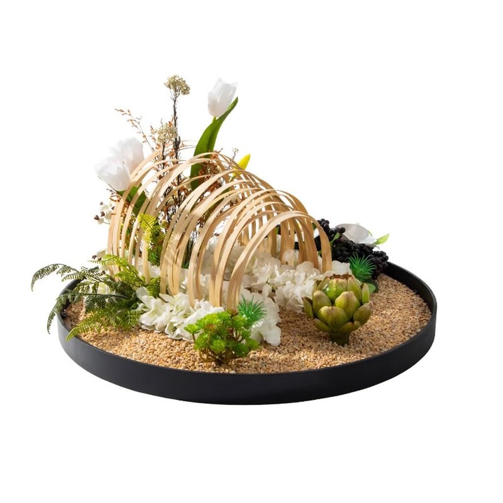 Large Round Table in The Middle of the Turntable Flower Hotel Restaurant Light Luxury Decorations Landscape Fake Plants(Small)