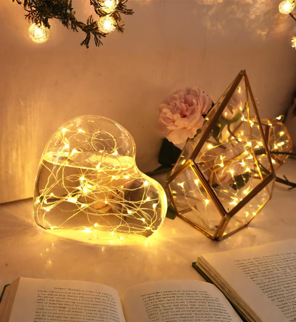 Oakhaomie 7Ft Waterproof Starry String Lights, 6 Pack, Warm White, Copper Wire, 20 Micro Leds, Model Hm001