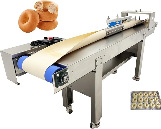 Commercial Automatic Bagel Forming Machine 2000 pcs/h Industrial Donut Bagel Former Machine 80g Ø80mm (OD) / Ø35mm (ID) for Bakeries Pastry 110V