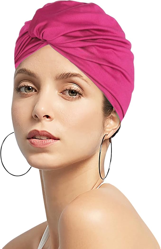 Women Swim Cap Elastic Swim Turban Cap Cover Ear Bath Pool Swimming Cap Pleated Shower Cap for Long Short Weave Curls Hair