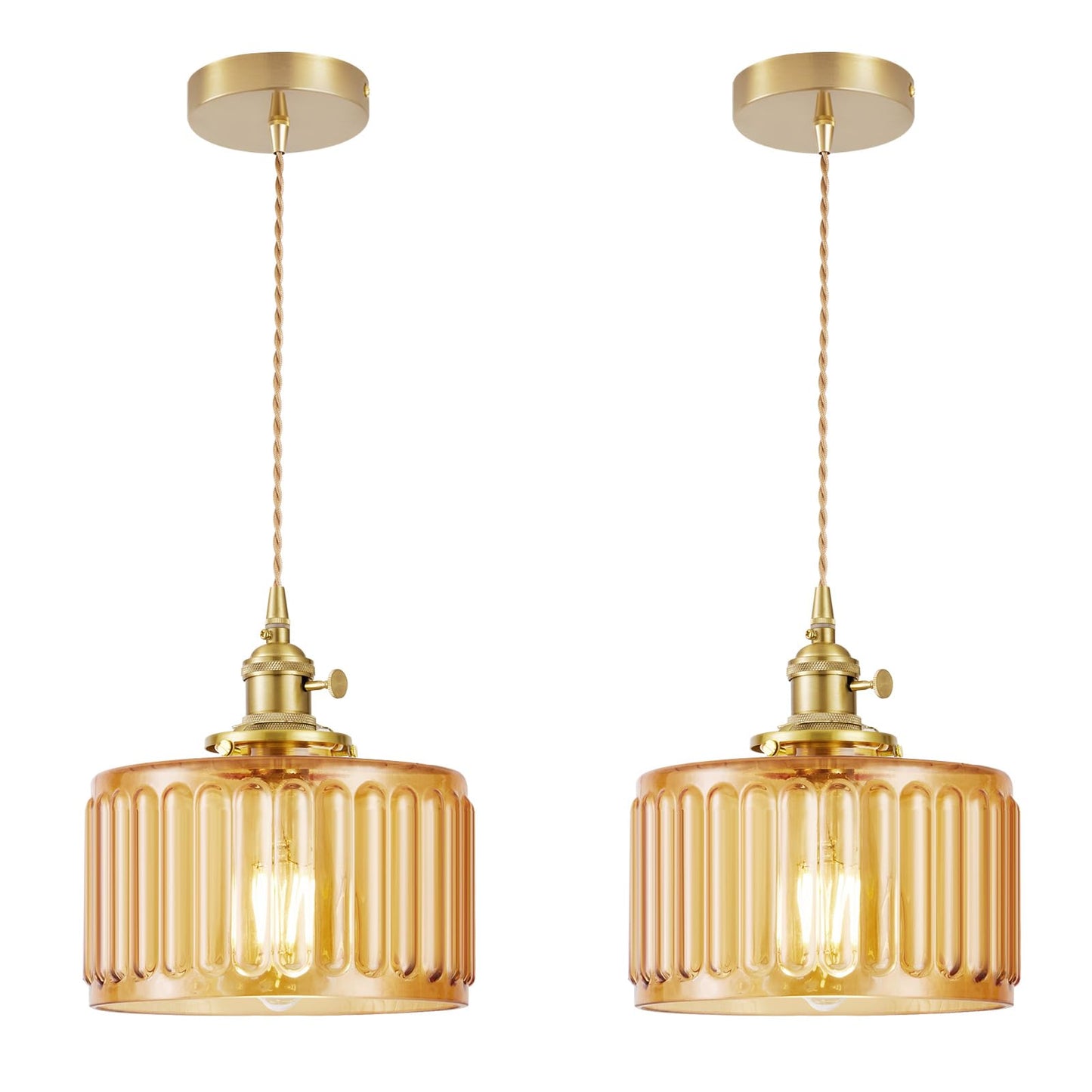 WimiSom Industrial Pendant Lighting, Modern Glass Shade, Adjustable Hanging Light Fixtures, Brown, Model Glass-005