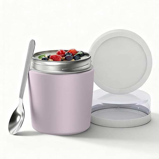 Stainless Steel Thermo for Hot Food for Kids Adults, 16.9oz Leakproof Insulated Food Jar with Detachable Snack Container (6.7oz) & Spoon, Wide Mouth Lunch Food Container for School, Office