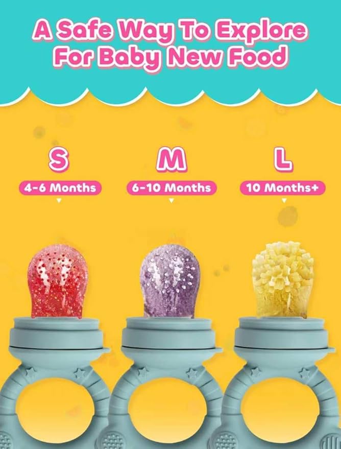 Baby Popsicle Molds & Food Feeder Set, Baby Fruit Feeder for Infant Teething Relief & Safe Infant Self Feeding 4 Months+ Starting Solids for Essentials (Beige)
