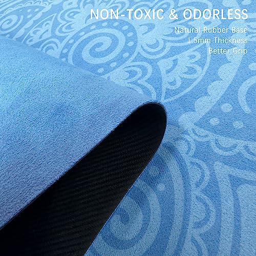 SNAKUGA Travel Yoga Mat, Non Slip Exercise Suede Mat with Carry Bag, All-Purpose Fitness Mat with High Density Anti-Tear S...