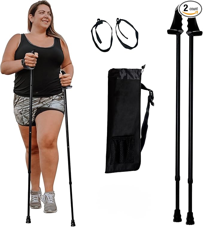 York Nordic Big and Tall Motivator Walking Poles for Balance and Rehab - 2 Pieces - Strong Push Button Locks, Detachable R...