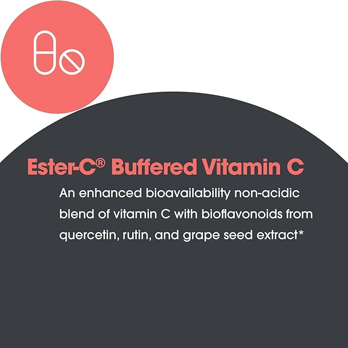Allergy Research Group Esterol Ester-C - Vitamin C 1350mg Supplement, Immune Support, Calcium Ascorbate with Bioflavonoids, Ascorbic Acid, Rutin, Quercetin, Vegan Capsules - 100 Count