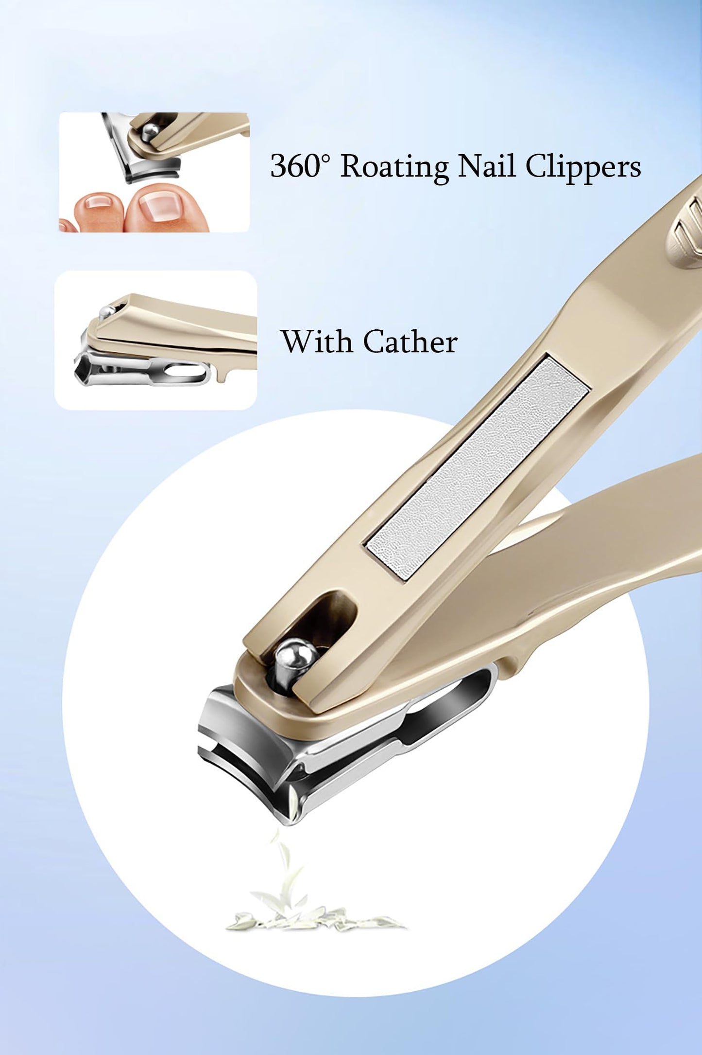 Nail Clippers for Thick Nails, Heavy Duty Toenail Clippers for Seniors Large Wide Jaw Opening and 360 Rotating Nail Clippers (Bl