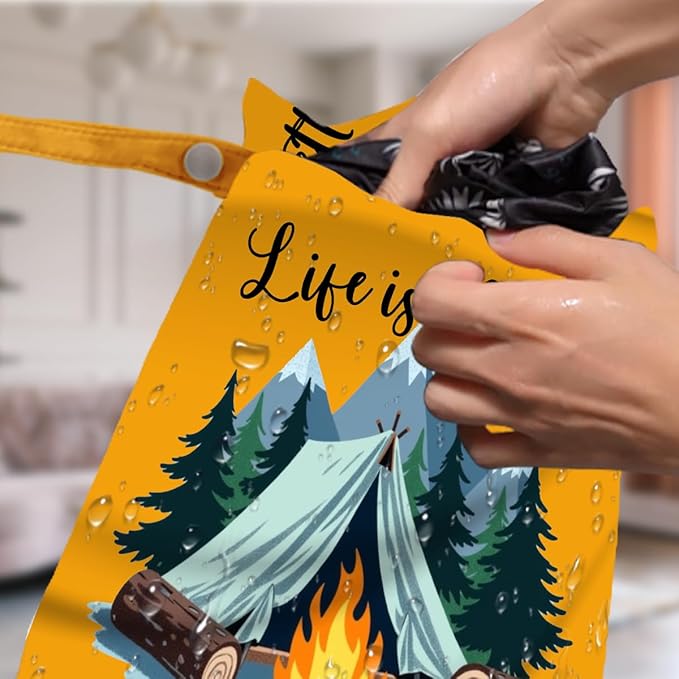 4 Pack Camping Wet Bag Waterproof Reusable Wet Dry Bag for Swimsuit Diaper Travel Beach Pool Gym Toiletries Funny Novelty Gifts for Campers Camping Accessories for Rv Campers Mom Birthday Christmas