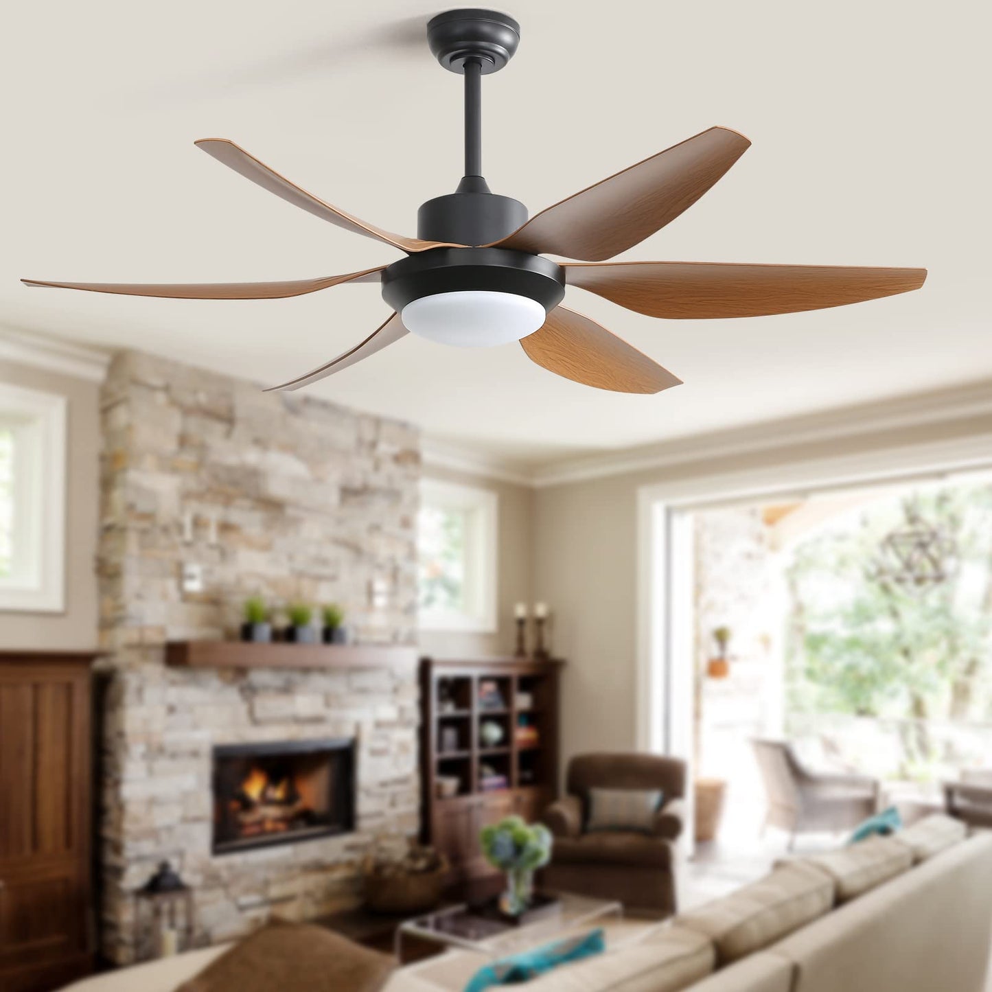 Caci Mall 54 Ceiling Fans With Lights Remote Control, Outdoor Ceiling Fan With 6 Abs Blades, Reversible Dc Motor And Dimmable Le
