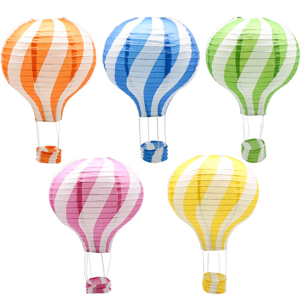 Adlkgg Hot Air Balloon Paper Lanterns Set, 12 Christmas Decor, Pack Of 5, Perfect For Parties, Weddings, And Birthdays