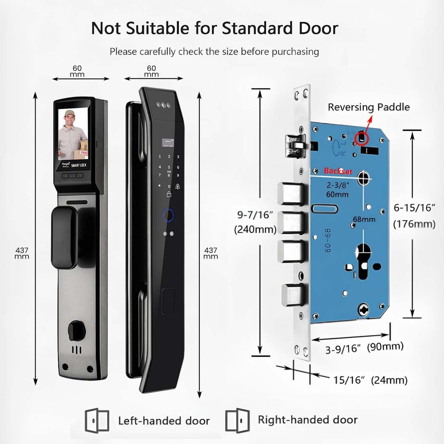 Smart WiFi Door Lock with 3D Face Recognition, Fingerprint, Video Doorbell & Intercom | Keyless Entry via Passcode, IC Card, Tuya App & Mechanical Key | Camera Security System for Front Door