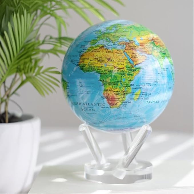 MOVA Globe – Blue Relief Map 8.5” | Solar-Powered Rotating World Globe with Terrain Detail | No Batteries or Cords | Elegant Desk Décor or Educational Gift