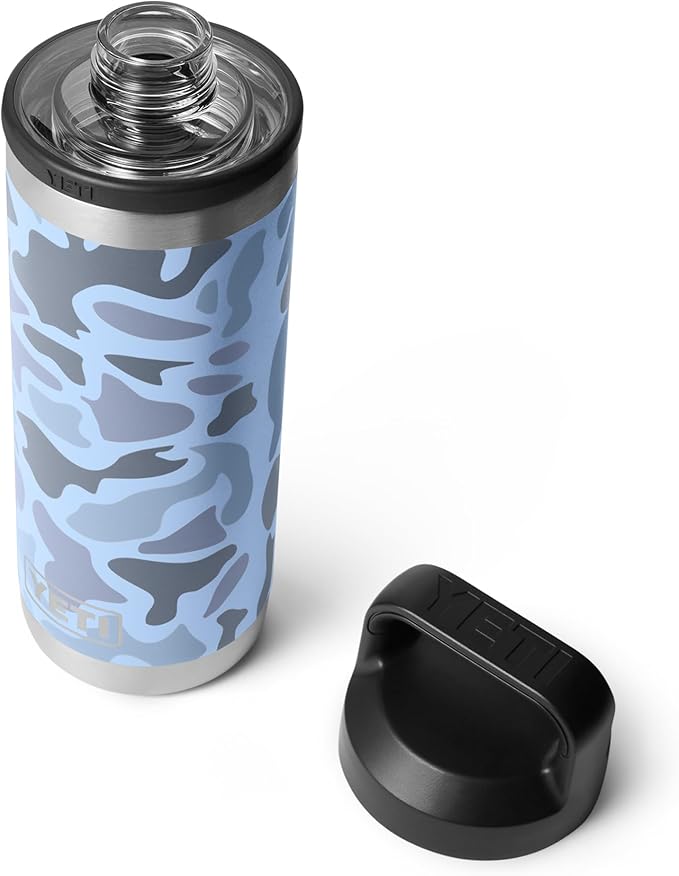 YETI Rambler 18 oz Bottle, Vacuum Insulated, Leakproof, Stainless Steel with Chug Cap, Blue Camo