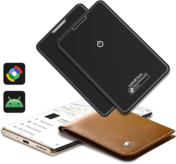 2 Pack Wallet Tracker Card for Android Bluetooth Tracker Work with Google Find Hub(Android Only), IP68 Waterproof, Item Fi...
