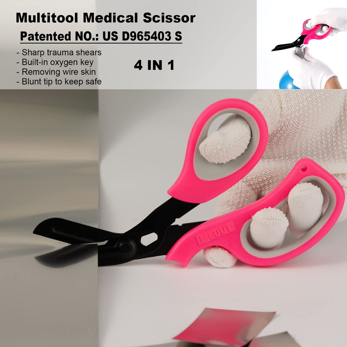 MEUUT 3 Pack Pen light & Medical Scissors-One Pantented Trauma Scissor Two LED Penlight with Pupil Gauge -8" Bandage Scissor for Nurse Doctor EMT
