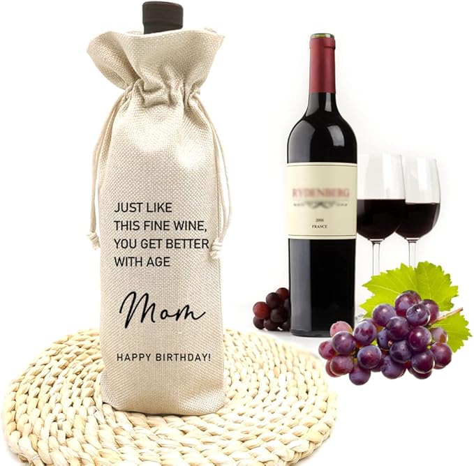 Just Like This Fine Wine Bag,Mom Birthday Wine Bag,Funny Cute Wine Bag Gift for Mom, Linen Drawstring Wine Bags(5SW119)