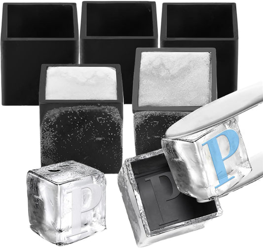 6 Pcs 2" Letter Silicone Personalized Ice Cube Mold,Personalized Ice Mold with 2mm Depth,Create Unique Whiskey Ice Cubes in Style with our Customizable Ice Mold (Letter P)